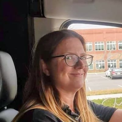 Mary Petrone in her locksmith van